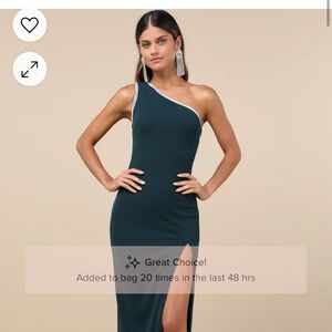 LULUS One Shoulder Emerald Dress